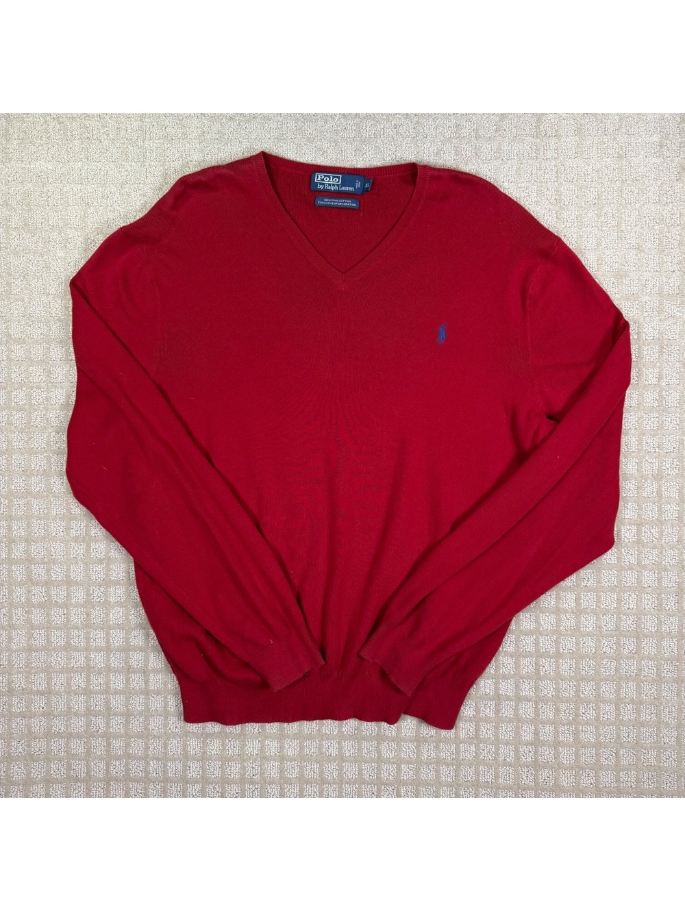 Polo Ralph Lauren Red V-Neck Sweater Xl